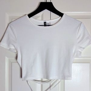 White Crop Top w/ string to tie around waist